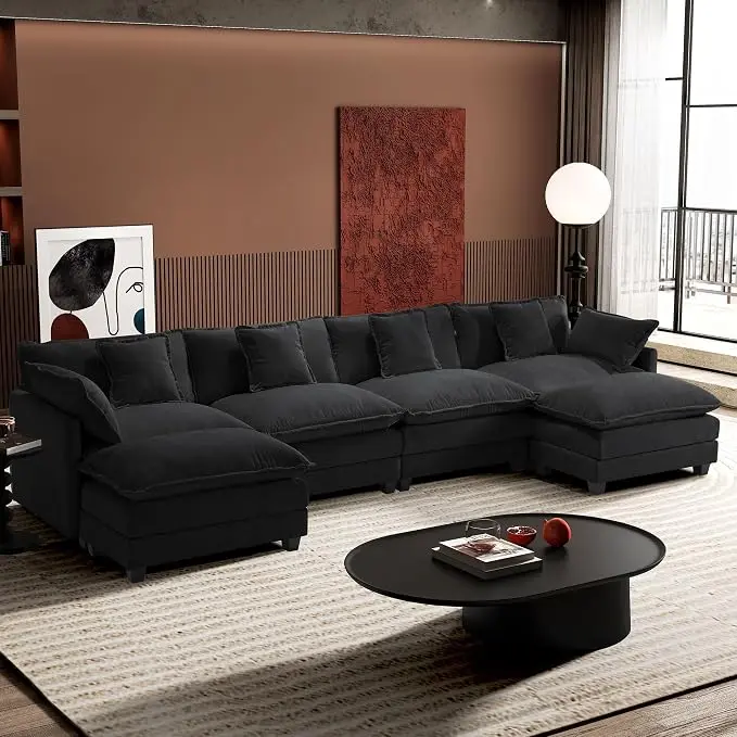 Ihanherry U-Shaped Modern Sofa 146" Modular Sectional Cloud Couch