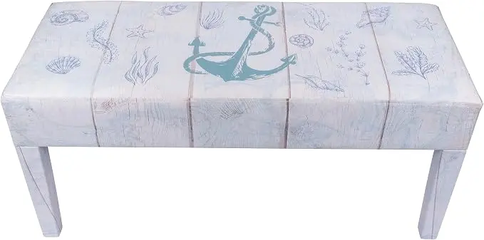 Indoor Coastal Bench Faux Leather Anchor Design