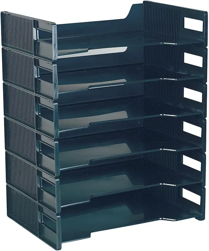 Innovative Storage Designs Stackable Letter Trays, Black, Pack of 6