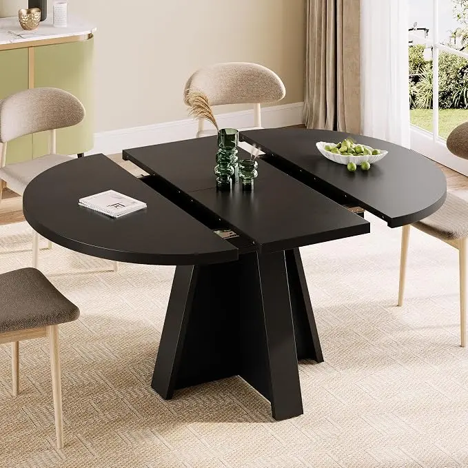 iPormis 43.3in-59in Extendable Round Dining Table