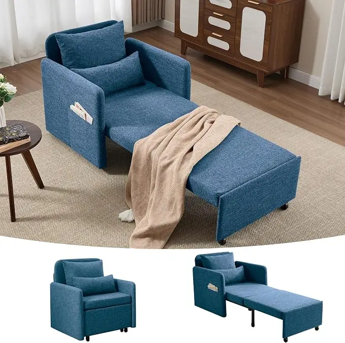 Iroomy 5-Level Adjustable Convertible Sleeper Chair, 3-in-1 Pull Out Sofa Bed