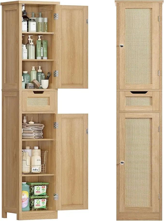 Iwell Tall Bathroom Cabinet, Slim Narrow Storage Cabinet
