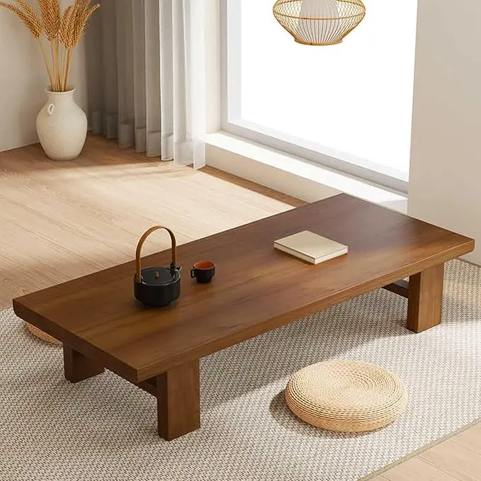 Japanese Solid Wood Low Coffee Table, Extra Thick Tatami Tables