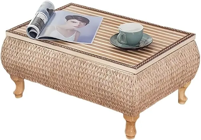 Japanese-Style Rattan Floor Table