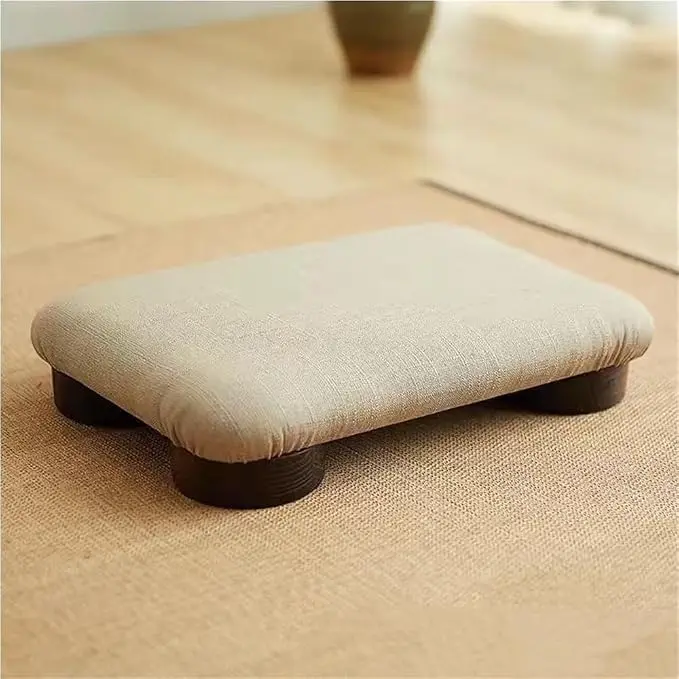 Japanese Tatami Low Stool, Wooden Footstool, Compact Bed Stool, Comfortable