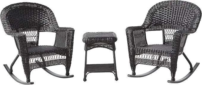 Jeco 3 Piece Rocker Wicker Chair Set