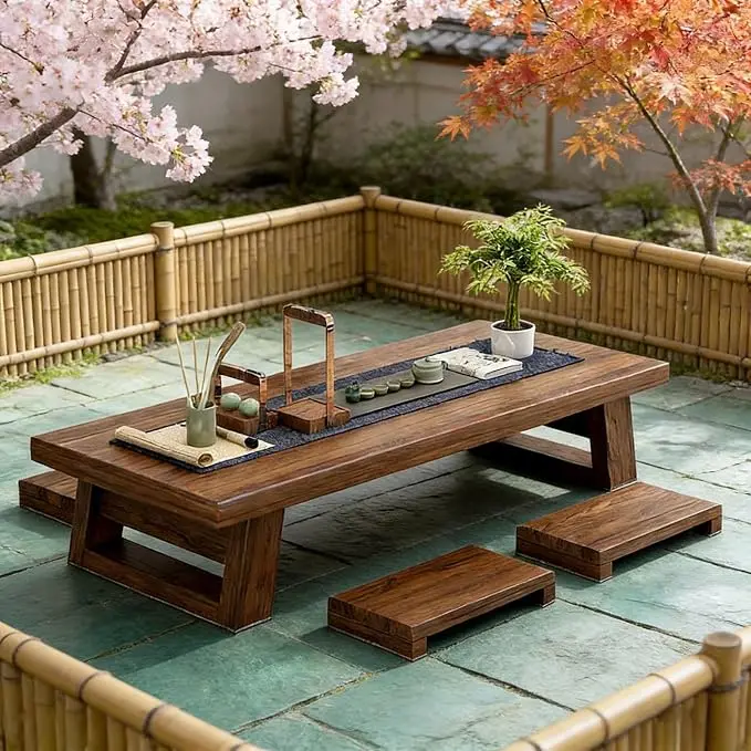JHDXL Solid Wood Japanese Tea Table,