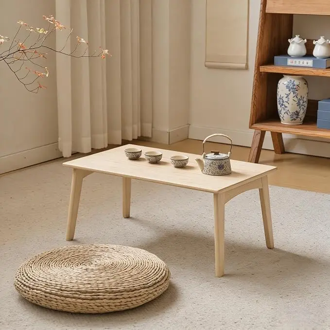 JIKUGO Bamboo Folding Coffee Table No Assembly Required Japanese Floor Table