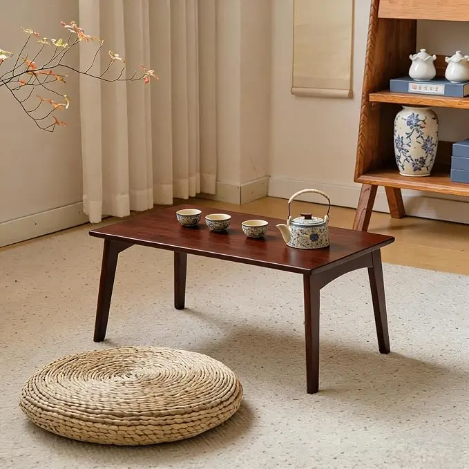 JIKUGO Bamboo Folding Coffee Table No Assembly Required Japanese Floor Table