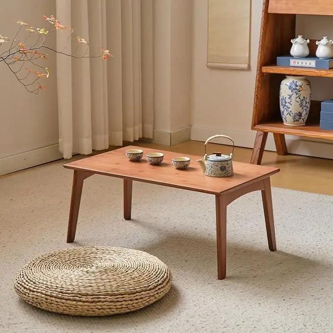 JIKUGO Bamboo Folding Coffee Table No Assembly Required Japanese Floor Table