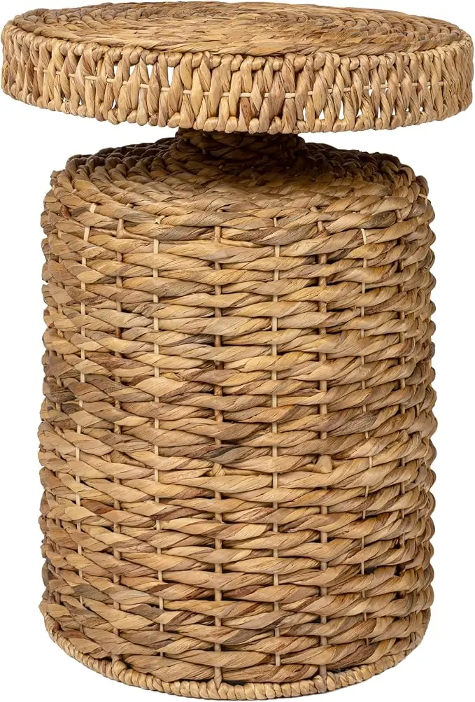 JONATHAN Y Marisol 24" Round Woven Water Hyacinth Side Table
