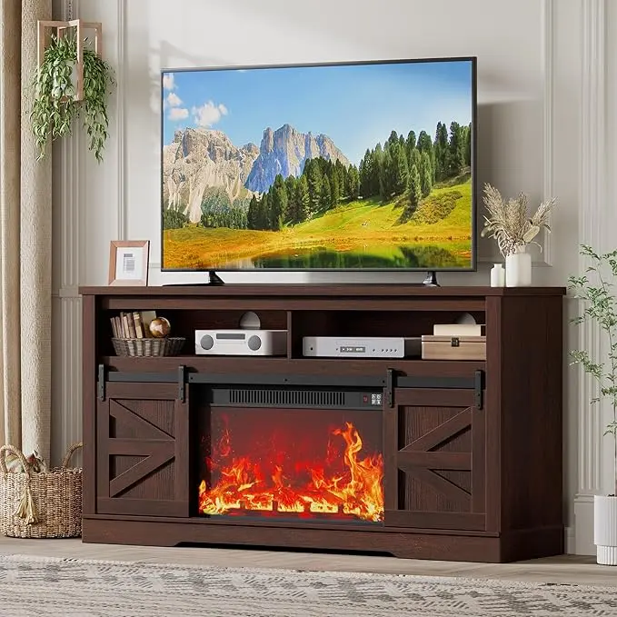 JUMMICO Fireplace TV Stand for 65+ Inch TV