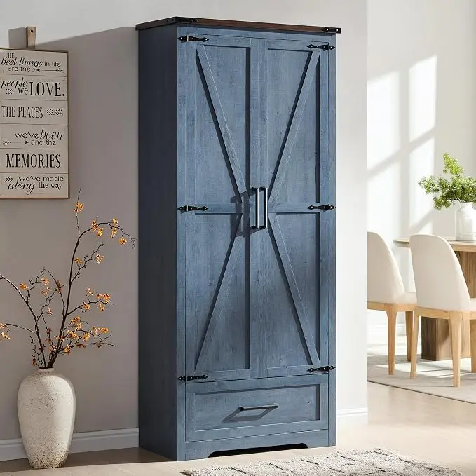 JXQTLINGMU Farmhouse Kitchen Pantry Cabinet
