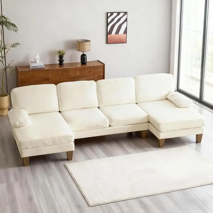 Karl home 111" Sectional Sofa U-Shaped 4-Seat Couch