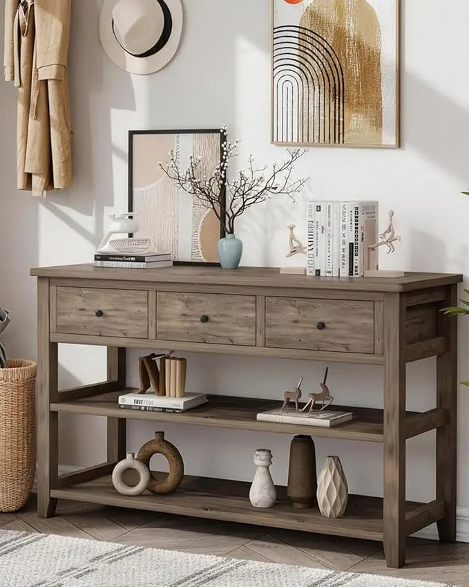 Karl home Console Table with 3 Drawers, Living Room
