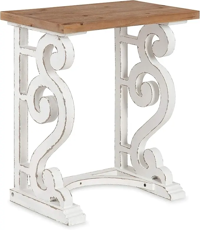 Kate and Laurel Wyldwood Rustic French Solid Wood Side Table, Chic Farmhouse