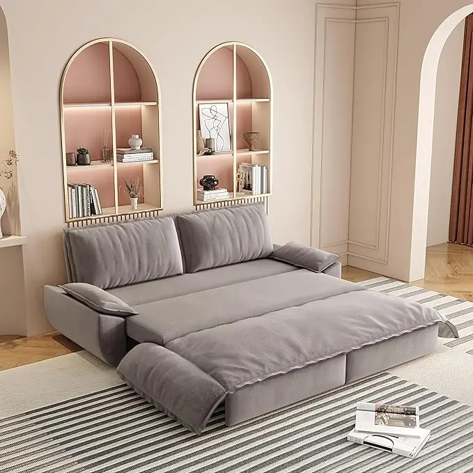 KEIKI 73.2" Queen Sleeper Couch, 3-in-1 Convertible Pull Out Sofa Bed