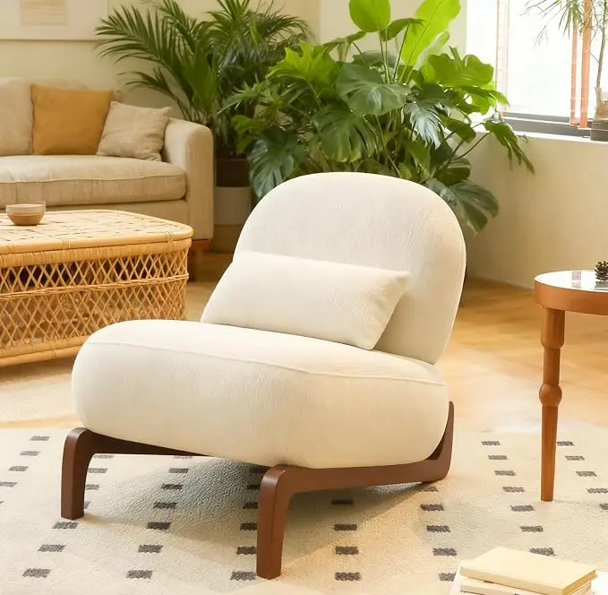 KEIKI Accent Chair with Solid Wood Legs, Velvet Single Seat Sofa