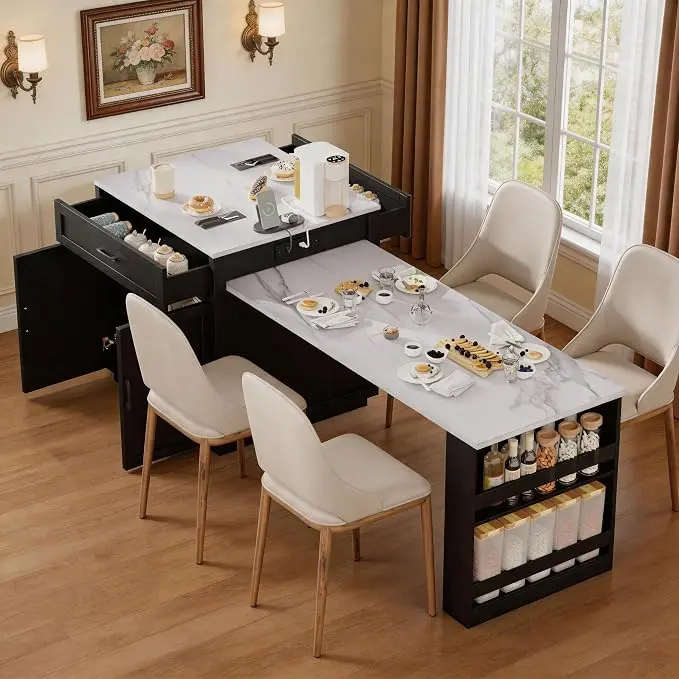 Kitchen Island with Extendable Dining Table