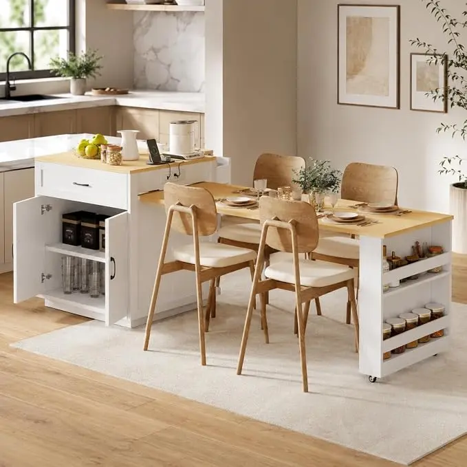 Kitchen Island with Extendable Dining Table