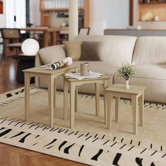 Kmax Nesting Tables Set of 3, Small Sofa Side Table Rustic Stacking End Table