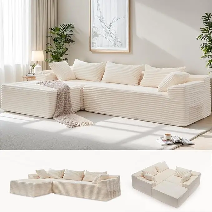 Korser 110" L-Shaped Modular Sectional Sofa