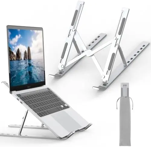 Laptop Stand for Desk, Aluminum Laptop Riser 7-Angle Adjustable
