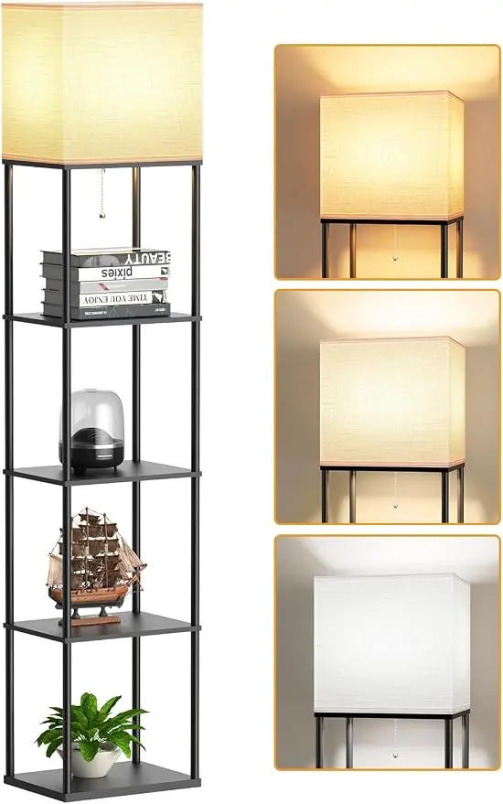 Large Floor Lamp with Shelves, 5-Tier Tall Floor lamp with