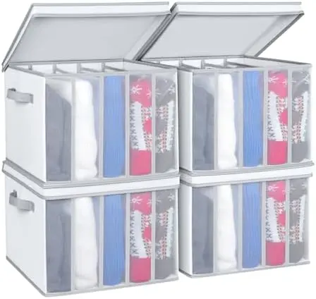 Large Size Sweater Organizer for Closet, 5 Grids, 4 Pack