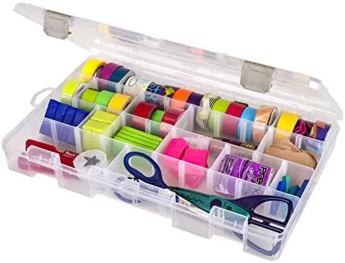 Large Solutions Box Craft Organizer with 20 Dividers, Clear