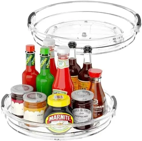 Lazy Susan 2 Pack, 10.6 Inch Clear Turntable for Kitchen Cabinet