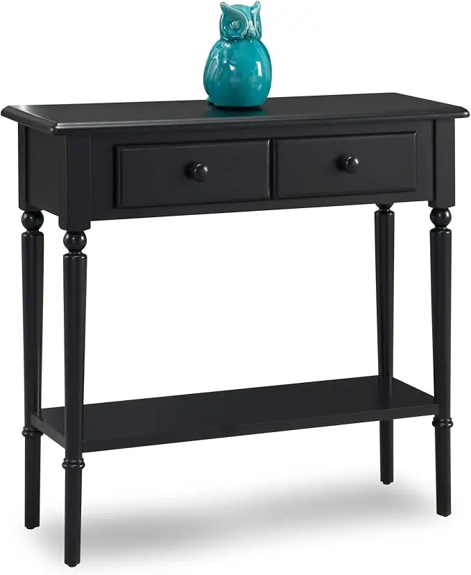 Leick Home Coastal Console Table, Solid Wood, 2 Storage Drawers, Bottom Display