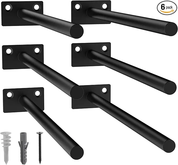 LEOPO 6-Pack 10 inch Floating Shelf Brackets, Hidden Shelf Bracket