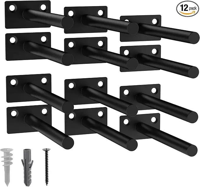 LEOPO Black 12-Pack 5 inch Floating Shelf Brackets, Hidden Shelf Bracket