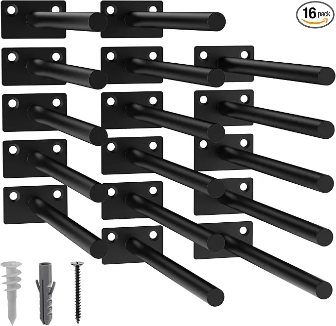 LEOPO Black 16-Pack 8 inch Floating Shelf Brackets, Hidden Shelf Bracket