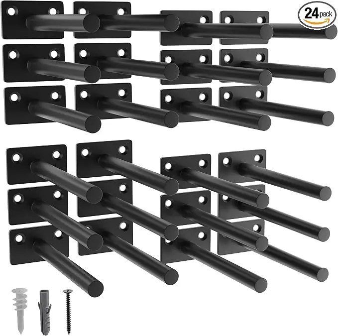 LEOPO Black 24-Pack 5 inch Floating Shelf Brackets, Hidden Shelf Bracket
