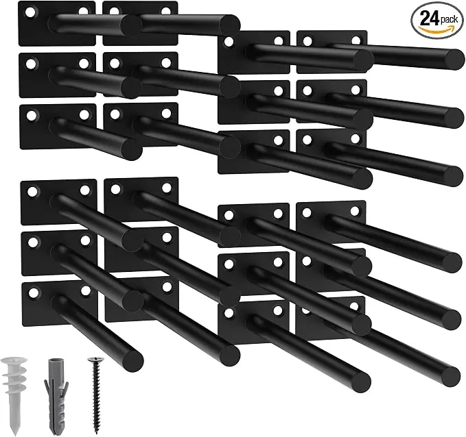 LEOPO Black 24-Pack 8 inch Floating Shelf Brackets, Hidden Shelf Bracket