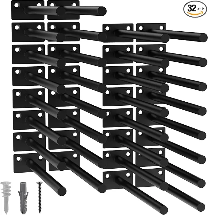 LEOPO Black 32-Pack 8 inch Floating Shelf Brackets, Hidden Shelf Bracket