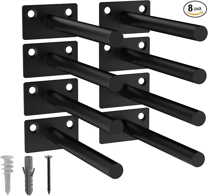 LEOPO Black 8-Pack 5 inch Floating Shelf Brackets, Hidden Shelf Bracket