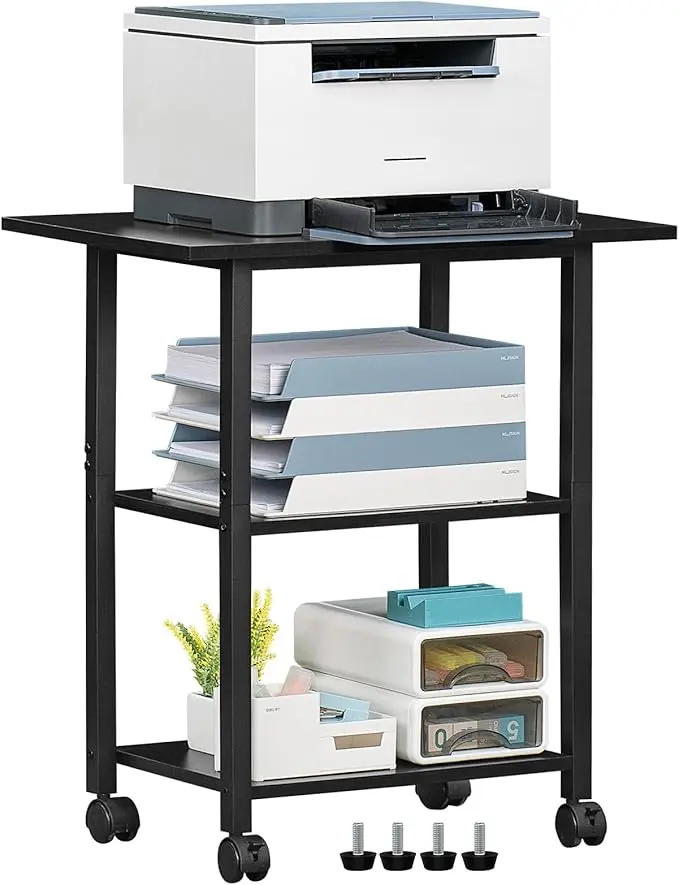 Lerliuo 3-Tier Printer Stand, Industrial Mobile Printer Table