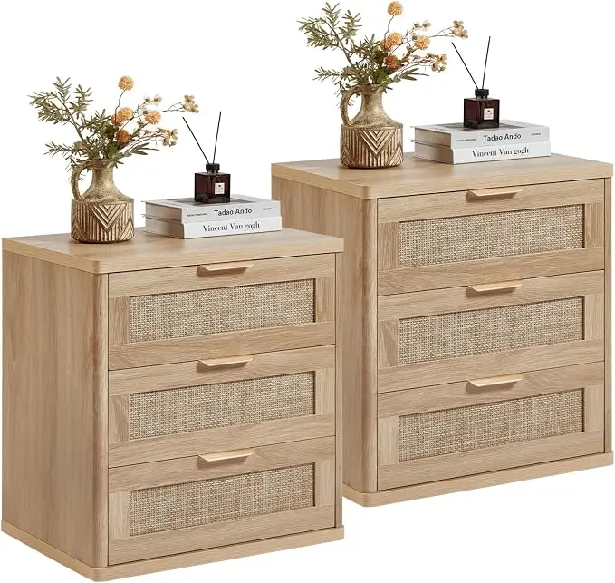 LEYAOYAO Rattan Night Stand Set of 2