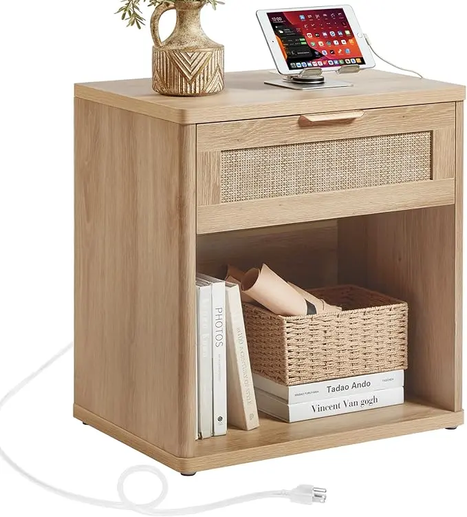 LEYAOYAO Rattan Nightstand
