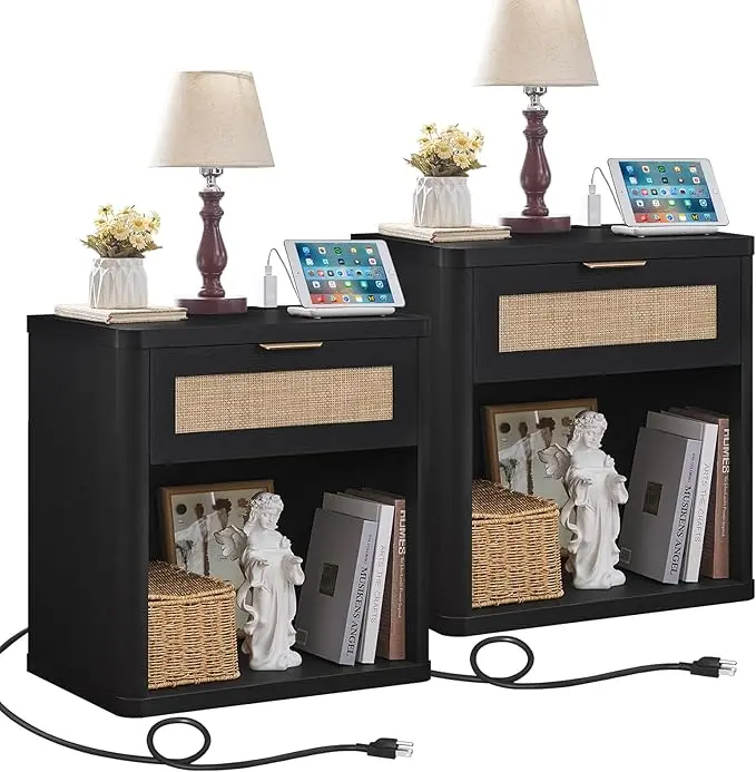 LEYAOYAO Rattan Nightstand