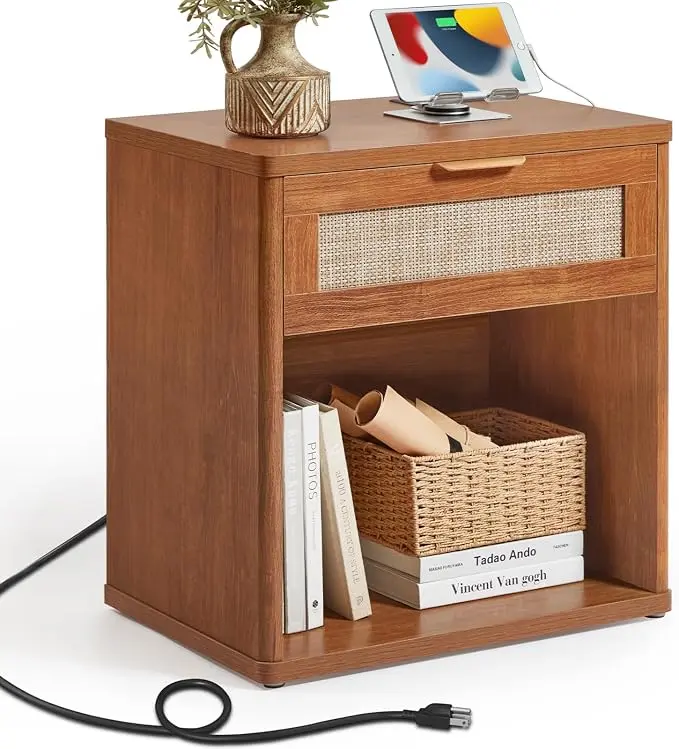 LEYAOYAO Rattan Nightstand