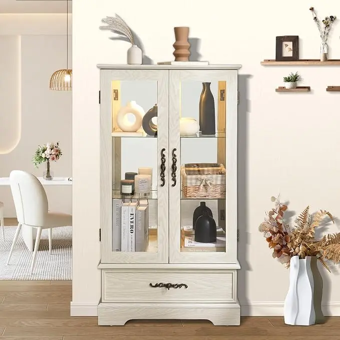 Lighted Glass Curio Display Cabinet