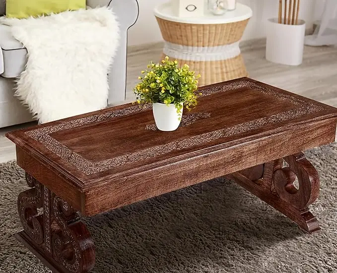 Lightnpro Handcrafted Mango Wood Rectangular Coffee Table