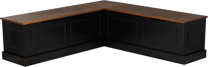 Linon Harris Black and Walnut Backless Kitchen Dining Nook