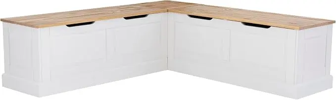 Linon Harris Natural and White Two Tone Backless Corner Breakfast Nook