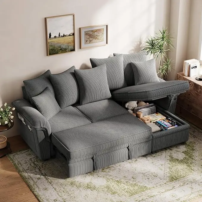 LINSY HOME 90.5'' Sectional Sleeper Sofa