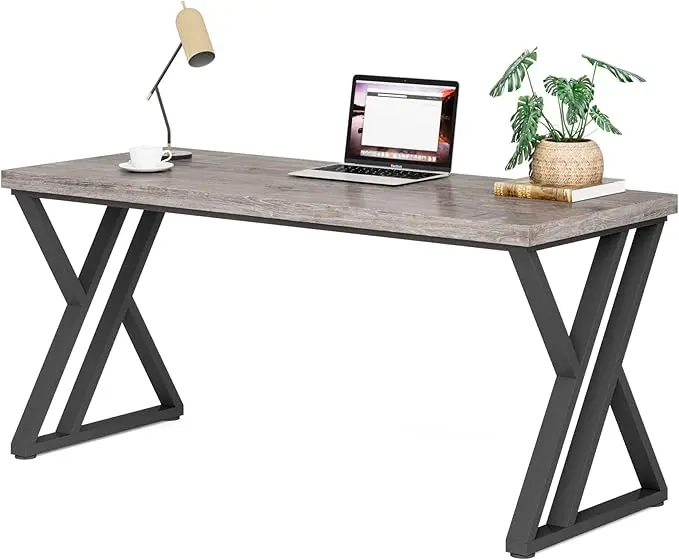 LITTLE TREE 55 Inch Large Simple Industrial Computer Desk Study Writing Table